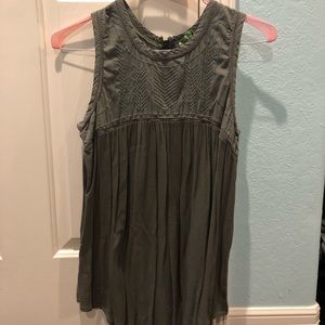 Olive green tank with embroidery